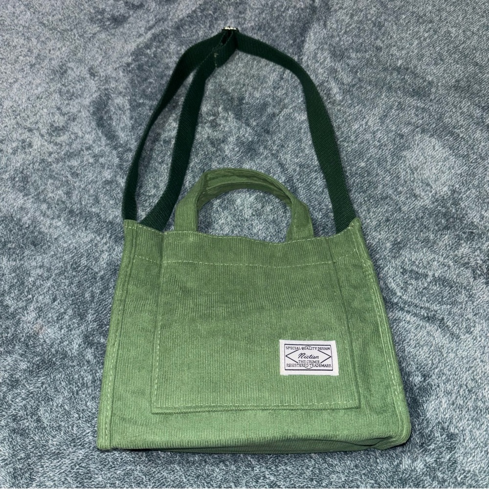Niction Grass Green Corduroy Cross Body Satchel